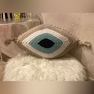 Crocheted Evil Eye Throw Pillow